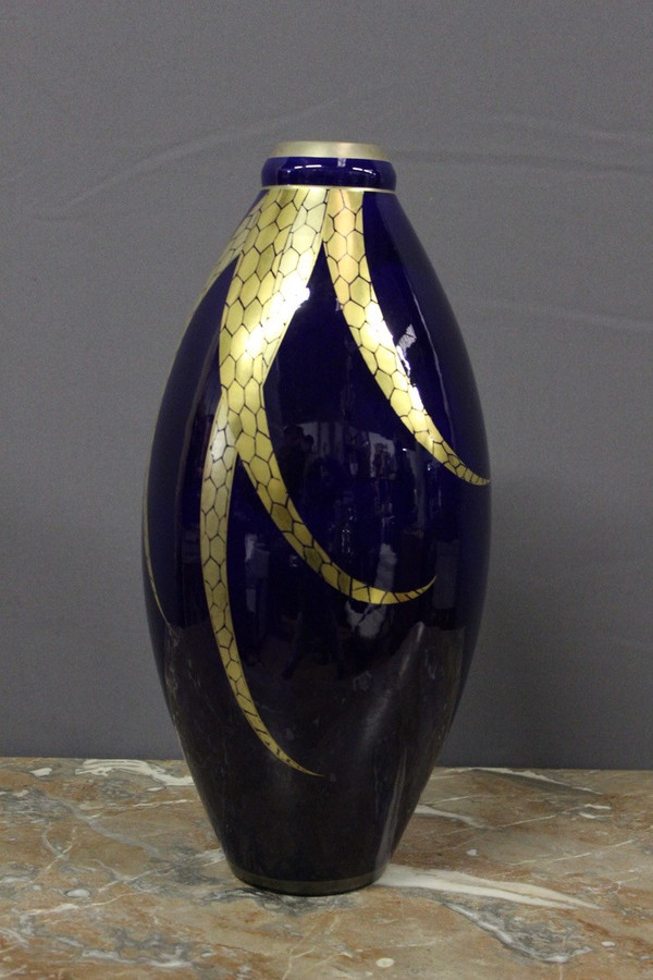 Large Art Deco Porcelain Vase By Pinon Heuzé