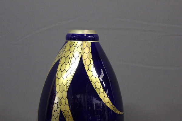 Large Art Deco Porcelain Vase By Pinon Heuzé