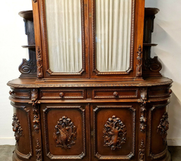 Renaissance Chateau Walnut half-moon bookcase circa 1850 (H 281cm)