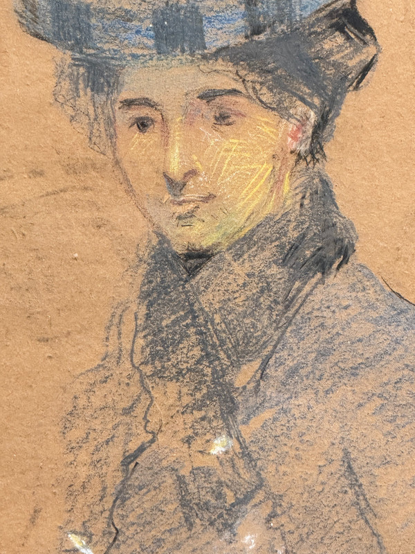 Ecole Française Impressionniste - Portrait De Femme Au Chapeau, Circa 1880