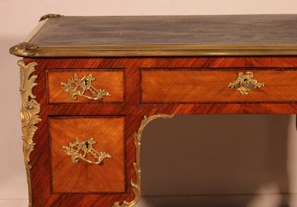 Small Double-sided Writing Table In Rosewood Louis XV Style From The 19th Century