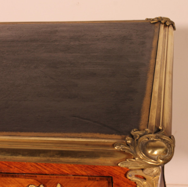 Small Double-sided Writing Table In Rosewood Louis XV Style From The 19th Century