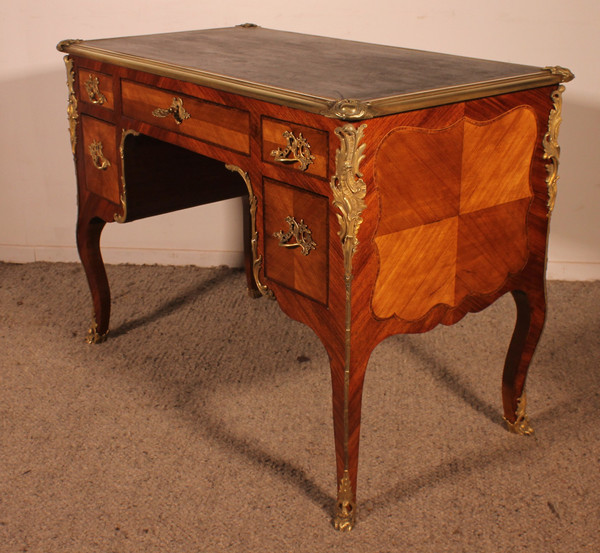 Small Double-sided Writing Table In Rosewood Louis XV Style From The 19th Century