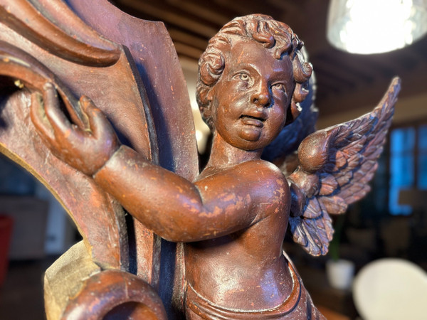 Large Pair Of Organ Buffet Angels – 19th Century