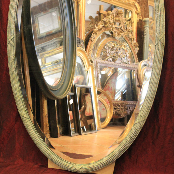 Large Oval Louis XVI Knot Mirror, Beveled Glass 77 X 141 Cm