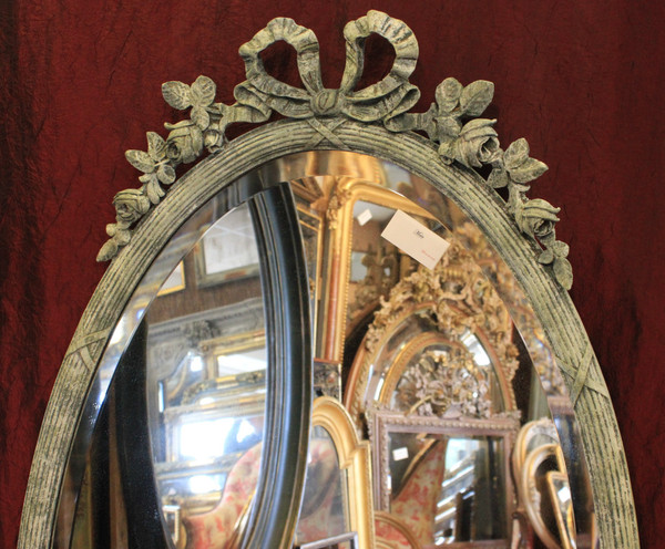 Large Oval Louis XVI Knot Mirror, Beveled Glass 77 X 141 Cm