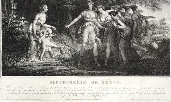 Täuschung der Venus, griechische Mythologie, Lithographie, 19. Jahrhundert