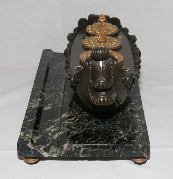 Inkwell In Bronze Restoration Period Circa 1820/1830