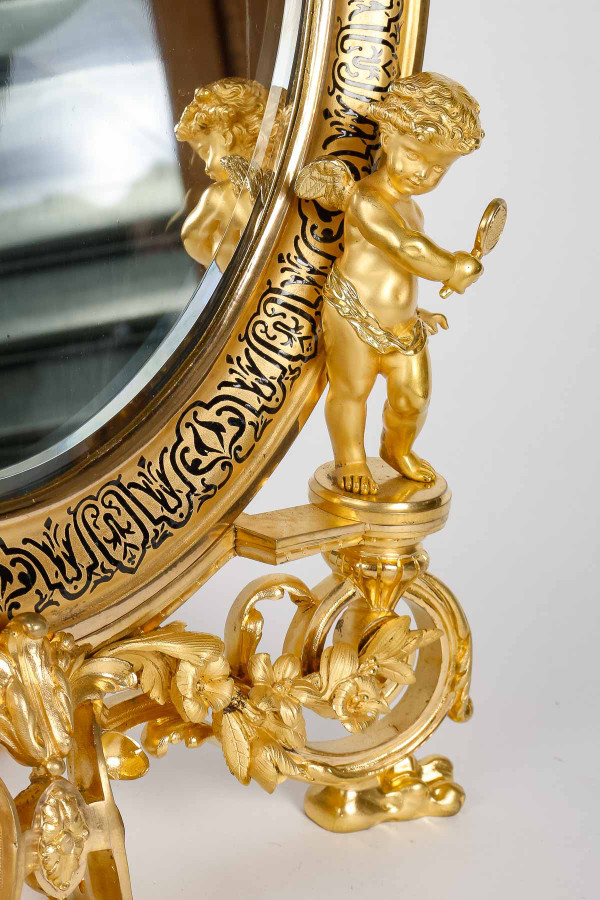 Table mirror in gilded bronze and cloisonné enamel Late 19th century