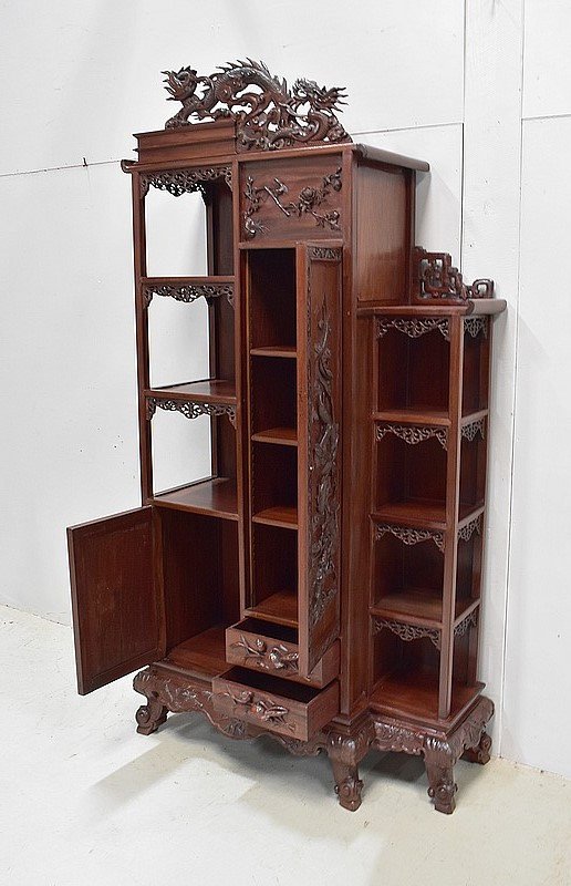  Atypique Meuble Cabinet Asiatique, origine Vietnam, en Acajou massif - Fin XIXe 