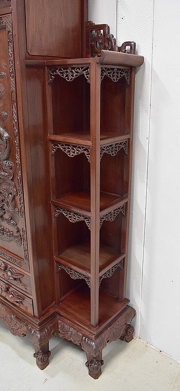  Atypique Meuble Cabinet Asiatique, origine Vietnam, en Acajou massif - Fin XIXe 