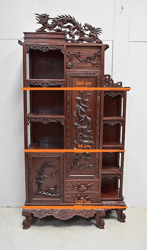  Atypique Meuble Cabinet Asiatique, origine Vietnam, en Acajou massif - Fin XIXe 