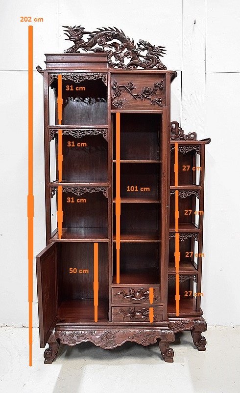  Atypique Meuble Cabinet Asiatique, origine Vietnam, en Acajou massif - Fin XIXe 