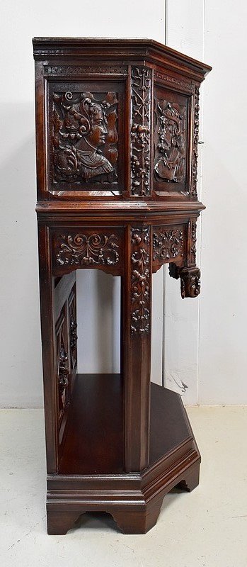  Solid walnut cabinet, Gothic taste - Renaissance - Late 19th century