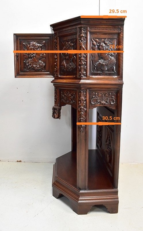  Solid walnut cabinet, Gothic taste - Renaissance - Late 19th century