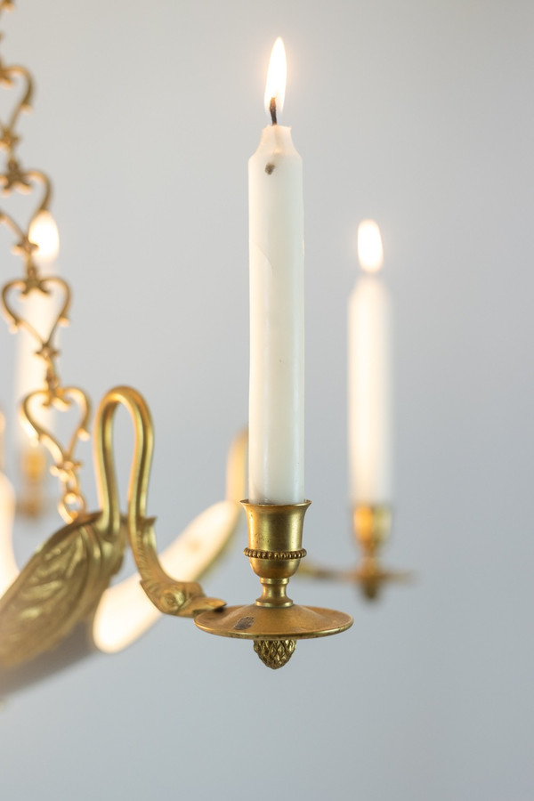 Maison Baguès. Empire style gilt bronze chandelier. Circa 1950.