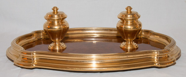 Tintenfass Aus Vergoldeter Bronze Und Palisander Circa 1890 G Keller