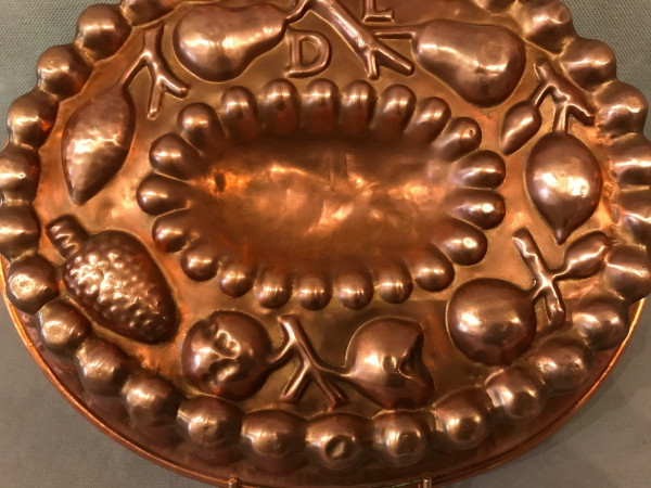 19th century copper cake mold with fruit design