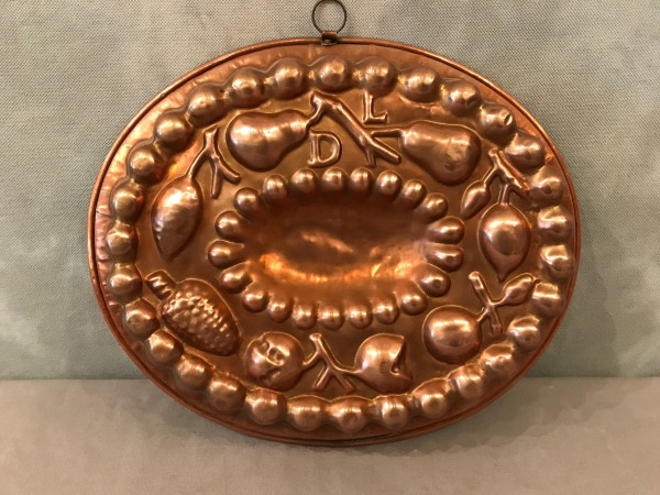 19th century copper cake mold with fruit design