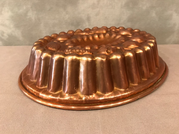 19th century copper cake mold with fruit design