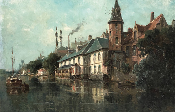 Gustave MASCART (1834-1914) - Blick auf den Kanal von Gent