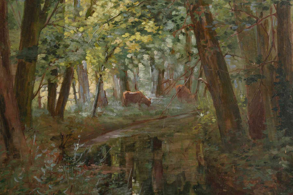 Oil On Canvas by Joseph Caron Vue De Sous-bois Framed Late 19th Century