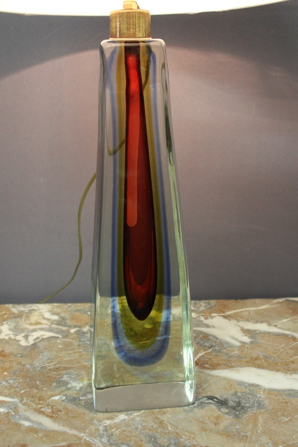 Multilayer Crystal Table Lamp Circa 1970