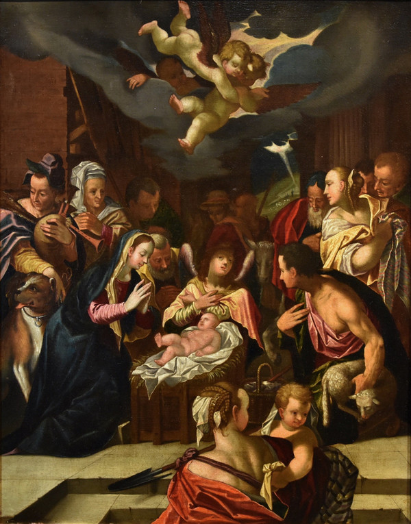 Hans Von Achen (cologne 1552 - Prague 1615) Workshop, Adoration Of The Shepherds