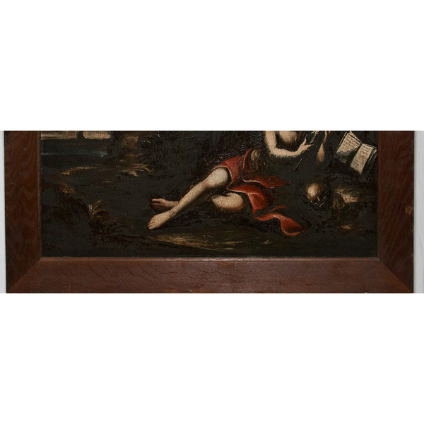 Oil on slate Mary Magdalene 18th century period