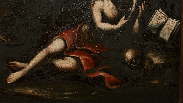 Oil on slate Mary Magdalene 18th century period