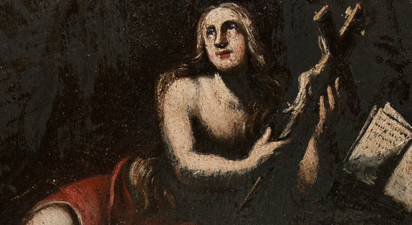 Oil on slate Mary Magdalene 18th century period