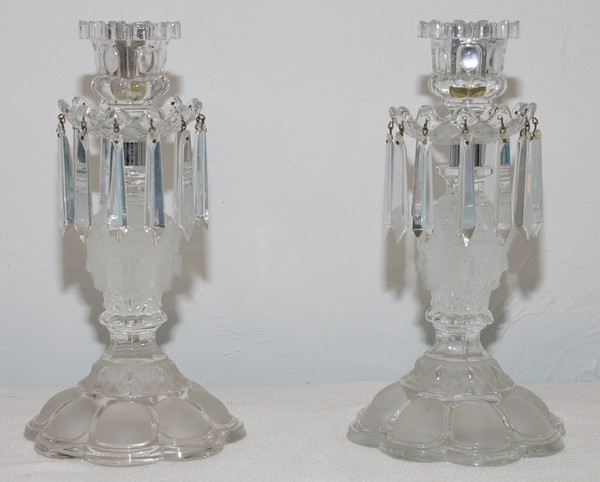 Pair Of Saint Louis Crystal Flambeaux "renaissance" Model