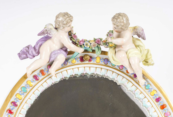 Late 19th Century Porcelain And Bronze Table Mirror