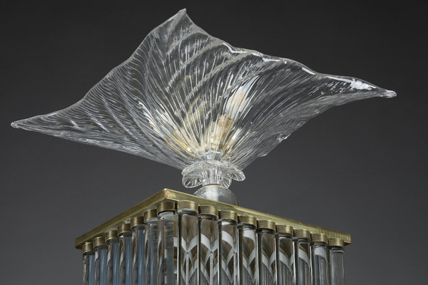 Lampadaire de style Art Déco réalisé dans les années 70 en verre de Murano