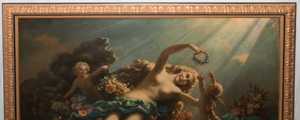 Oil on canvas Allegorical scene late 19th century