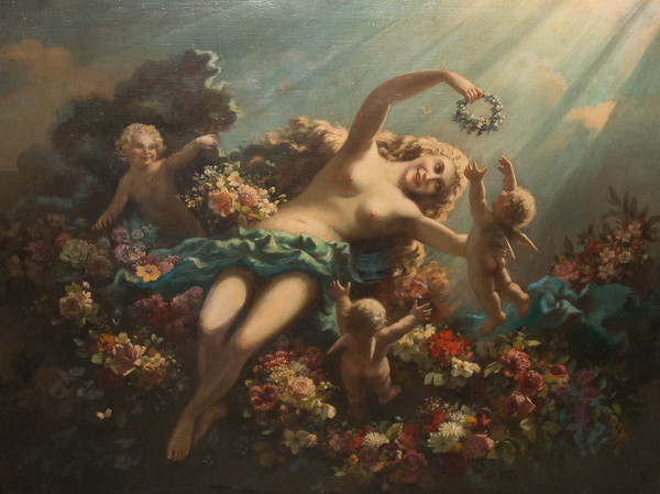 Oil on canvas Allegorical scene late 19th century