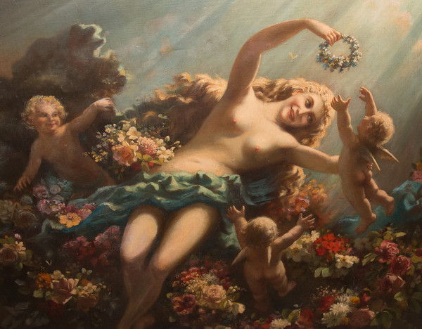 Oil on canvas Allegorical scene late 19th century