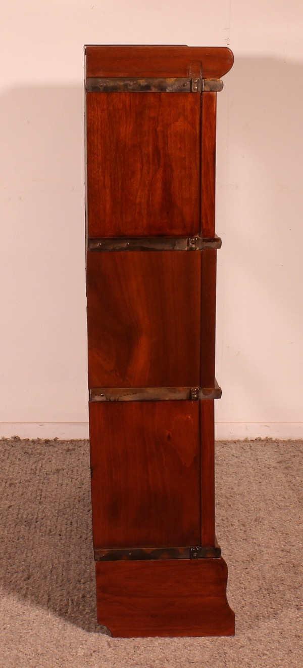 Globe Wernicke Bookcase In Mahogany Of 3 Elements With Small Cabinet