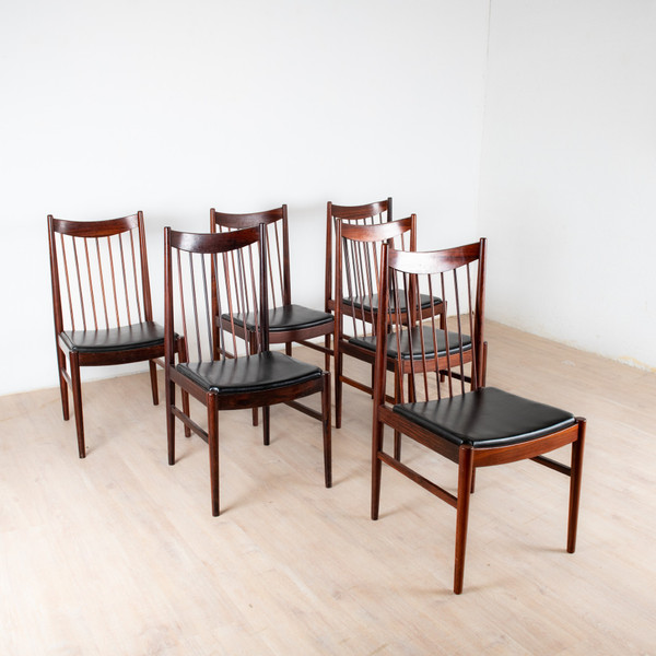 6 rosewood chairs, Arne Vodder, Sibast furniture, Denmark