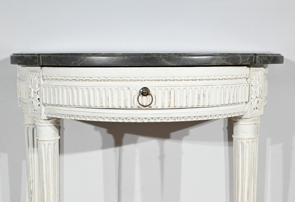 Half-moon console in Rechampi wood, Louis XVI style - Early 19th century