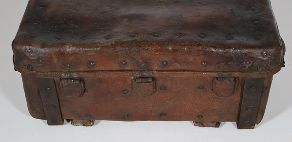 17th century leather travel trunk