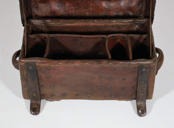 17th century leather travel trunk