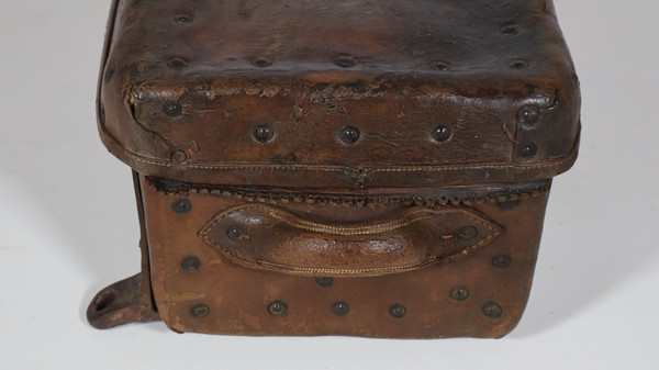 17th century leather travel trunk