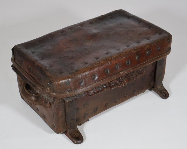 17th century leather travel trunk