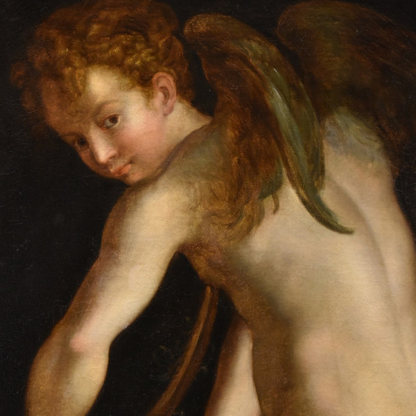 Amor bei der Herstellung seines Bogens, Francesco Mazzola, Il Parmigianino (Parma, 1503 - 1540) Follower von