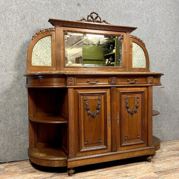 buffet en enfilade style Louis XVI de forme demi lune en noyer vers 1850