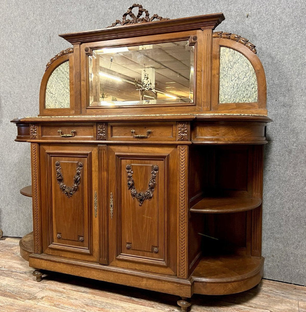 buffet en enfilade style Louis XVI de forme demi lune en noyer vers 1850