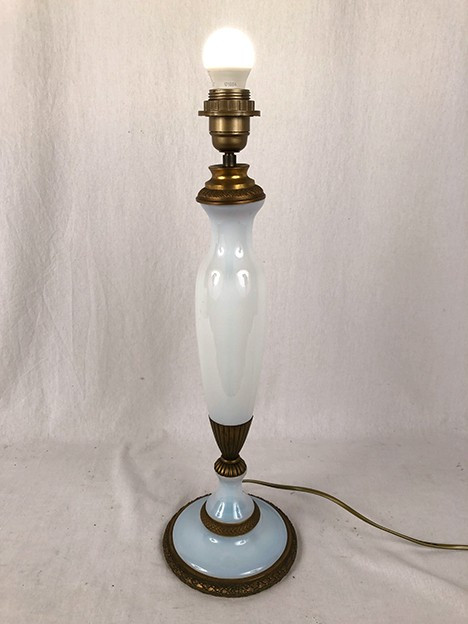 Large lamp base in pale blue opaline glass