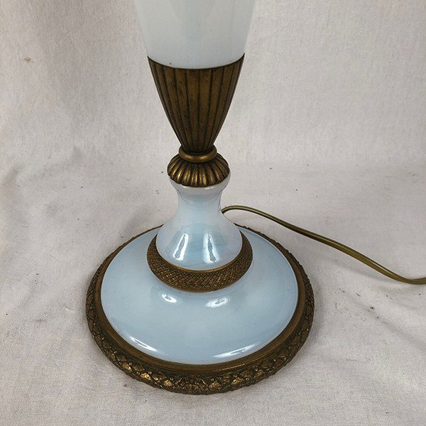 Large lamp base in pale blue opaline glass