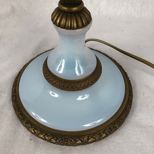 Large lamp base in pale blue opaline glass